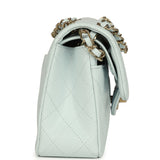 Chanel Small Classic Double Flap Bag Light Blue Shiny Caviar Light Gold Hardware