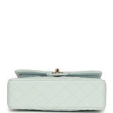 Chanel Small Classic Double Flap Bag Light Blue Shiny Caviar Light Gold Hardware