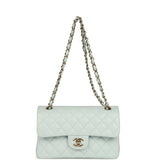 Chanel Small Classic Double Flap Bag Light Blue Shiny Caviar Light Gold Hardware