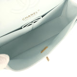 Chanel Small Classic Double Flap Bag Light Blue Shiny Caviar Light Gold Hardware