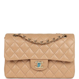 Chanel Small Classic Double Flap Dark Beige Lambskin Gold Hardware - Thumbnail View 1