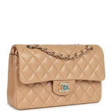 Chanel Small Classic Double Flap Dark Beige Lambskin Gold Hardware - Thumbnail View 2