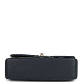 Pre-owned Chanel Small Classic Double Flap Bag Dark Blue Caviar Light Gold Hardware