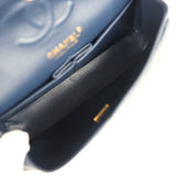Pre-owned Chanel Small Classic Double Flap Bag Dark Blue Caviar Light Gold Hardware