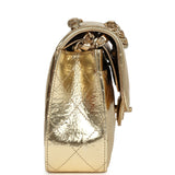 Chanel Small Classic Double Flap Gold Hammered Metallic Calfskin Brushed Gold Hardware