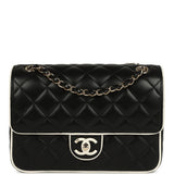 Chanel Small Graphic Frame Flap Bag Black and White Lambskin Light Gold Hardware