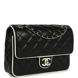 Chanel Small Graphic Frame Flap Bag Black and White Lambskin Light Gold Hardware