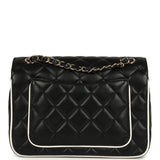 Chanel Small Graphic Frame Flap Bag Black and White Lambskin Light Gold Hardware