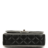 Chanel Small Graphic Frame Flap Bag Black and White Lambskin Light Gold Hardware