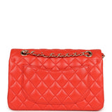 Pre-owned Chanel Small Classic Double Flap Bag Red Lambskin Light Gold Hardware - Thumbnail View 4