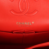 Pre-owned Chanel Small Classic Double Flap Bag Red Lambskin Light Gold Hardware - Thumbnail View 8
