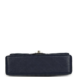 Pre-owned Chanel Small Classic Double Flap Bag Navy Blue Caviar Gold Hardware