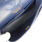 Pre-owned Chanel Small Classic Double Flap Bag Navy Blue Caviar Gold Hardware