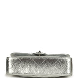 Pre-owned Chanel Small Classic Double Flap Silver Hammered Metallic Calfskin Silver Hardware