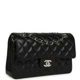 Pre-owned Chanel Small Classic Double Flap Bag Black Lambskin Silver Hardware