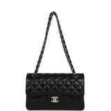 Pre-owned Chanel Small Classic Double Flap Bag Black Lambskin Silver Hardware