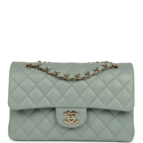 Chanel Small Classic Double Flap Bag Blue Caviar Light Gold Hardware