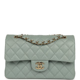 Chanel Small Classic Double Flap Bag Blue Caviar Light Gold Hardware