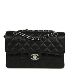 Chanel Small Classic Double Flap Black Caviar Silver Hardware