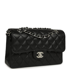 Chanel Small Classic Double Flap Black Caviar Silver Hardware