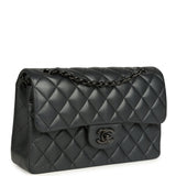 Pre-owned Chanel Small Classic Double Flap Bag So Black Iridescent Lambskin Black Hardware - Thumbnail View 2