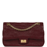 Chanel Small Reissue 225 2.55 Crush Double Flap Bag Burgundy Lambskin Gold Hardware