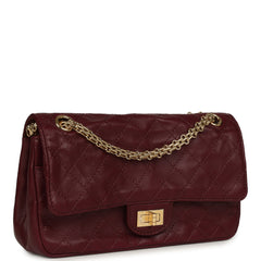 Chanel Small Reissue 225 2.55 Crush Double Flap Bag Burgundy Lambskin Gold Hardware