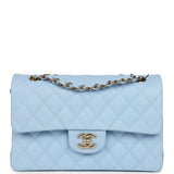 Chanel Small Classic Double Flap Bag Light Blue Caviar Light Gold Hardware - Thumbnail View 1