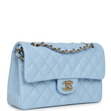Chanel Small Classic Double Flap Bag Light Blue Caviar Light Gold Hardware - Thumbnail View 2