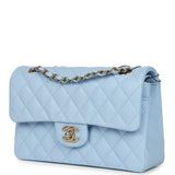 Chanel Small Classic Double Flap Bag Light Blue Caviar Light Gold Hardware - Thumbnail View 5