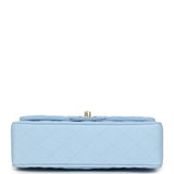 Chanel Small Classic Double Flap Bag Light Blue Caviar Light Gold Hardware - Thumbnail View 6