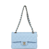 Chanel Small Classic Double Flap Bag Light Blue Caviar Light Gold Hardware - Thumbnail View 7