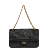 Chanel Small "Crush" Reissue 225 2.55 Crush Double Flap Bag Black Lambskin Gold Hardware