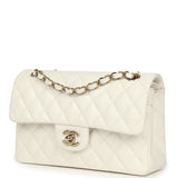 Chanel Small Classic Double Flap Bag Off White Shiny Caviar Light Gold Hardware - Thumbnail View 5