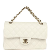Chanel Small Classic Double Flap Bag Off White Shiny Caviar Light Gold Hardware - Thumbnail View 7
