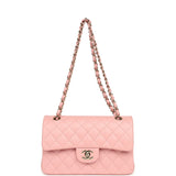 Pre-owned Chanel Small Classic Double Flap Bag Pink Shiny Caviar Light Gold Hardware - Thumbnail View 7