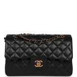 Chanel Small Classic Double Flap Bag Black Lambskin Rose Gold Hardware - Thumbnail View 1
