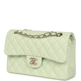Chanel Small Classic Double Flap Bag Light Green Caviar Light Gold Hardware - Thumbnail View 5