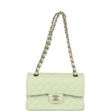 Chanel Small Classic Double Flap Bag Light Green Caviar Light Gold Hardware - Thumbnail View 7