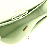 Chanel Small Classic Double Flap Bag Light Green Caviar Light Gold Hardware - Thumbnail View 9