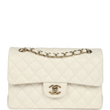 Chanel Small Classic Double Flap Bag White Shiny Caviar Light Gold Hardware - Thumbnail View 1