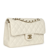 Chanel Small Classic Double Flap Bag White Shiny Caviar Light Gold Hardware - Thumbnail View 2
