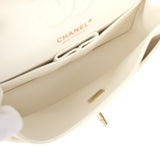 Chanel Small Classic Double Flap Bag White Shiny Caviar Light Gold Hardware - Thumbnail View 9