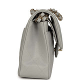 Chanel Small Classic Double Flap Bag Light Grey Caviar Light Gold Hardware - Thumbnail View 3