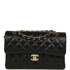 Chanel Small Classic Double Flap Bag Black Caviar Gold Hardware