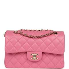 Chanel Small Classic Double Flap Bag Pink Caviar Light Gold Hardware