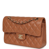 Chanel Small Classic Double Flap Bag Caramel Lambskin Light Gold Hardware - Thumbnail View 5