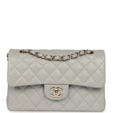 Chanel Small Classic Double Flap Bag Light Grey Caviar Light Gold Hardware - Thumbnail View 1