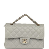 Chanel Small Classic Double Flap Bag Light Grey Caviar Light Gold Hardware - Thumbnail View 7