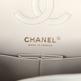 Chanel Small Classic Double Flap Bag Light Grey Caviar Light Gold Hardware - Thumbnail View 9